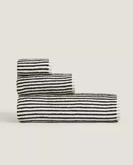 ZARA HOME ПОЛОТЕНЦЕ В ПОЛОСКУ, ЧЕРНЫЙ