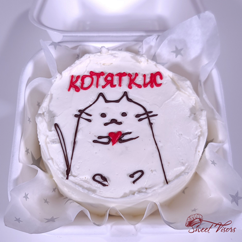Бенто торт Котик. Кондитерская Sweet Visors Сладкие Козырьки. Кондитер Светлана Дегтерева. Торты ручной работы на заказ в СПБ. Сладкие истории на любой вкус.