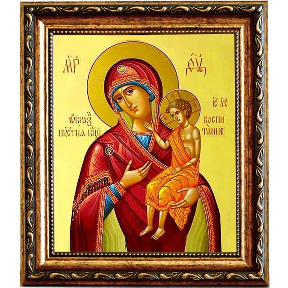 Воспитание. Икона Божьей Матери на холсте.