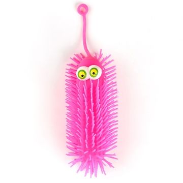 Антистресс глазастик - волосатик длинный со светом на резинке 20 см