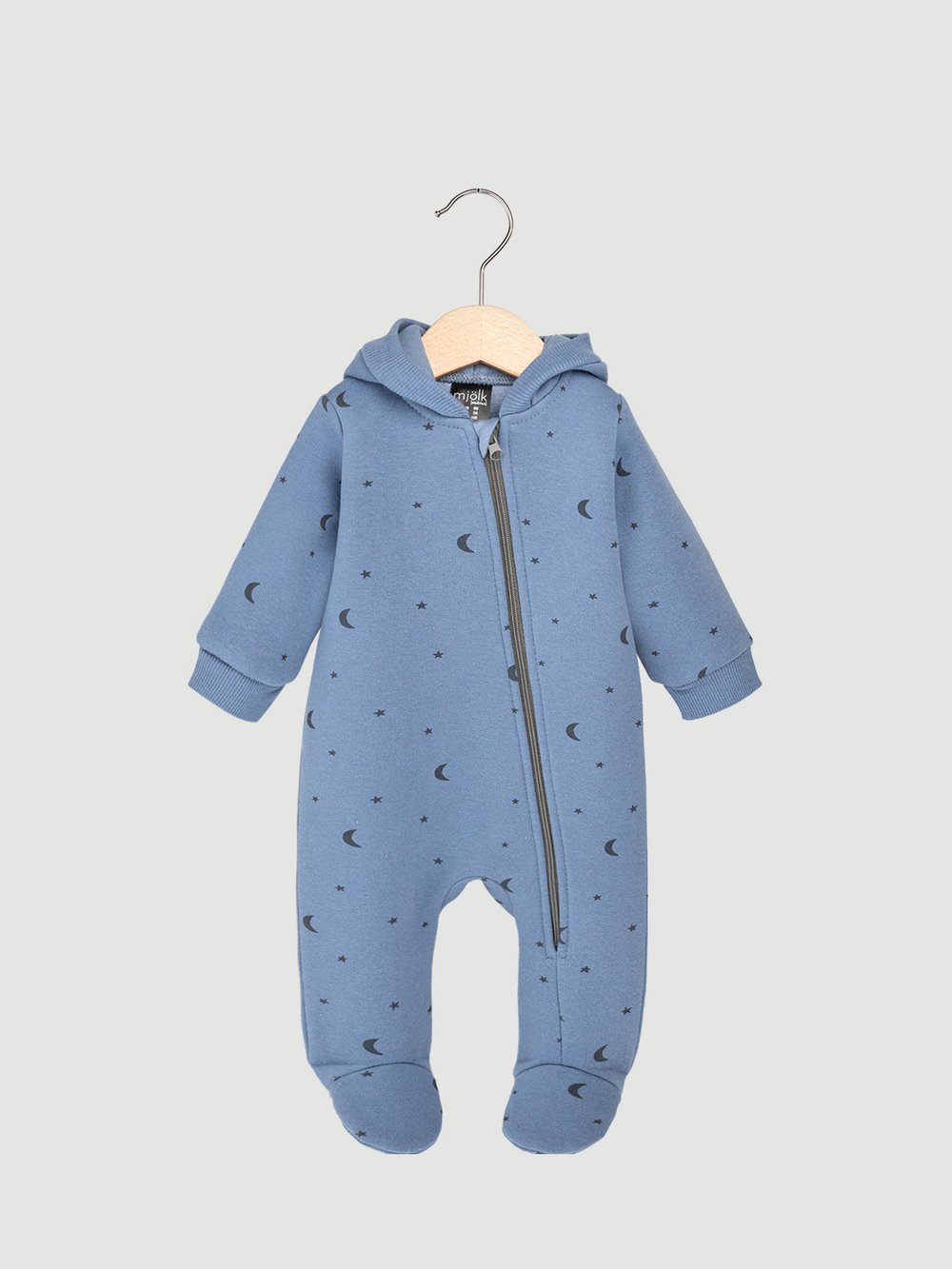 Утеплённый комбинезон с капюшоном Mjölk Blue Shadow Moons, с закрытой ножкой