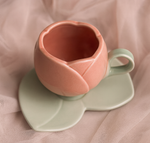 Подарочный набор «Розовый бутон» — чашка 300 мл с блюдцем-листиками