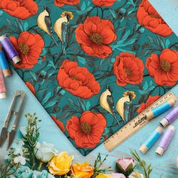 Ткань премиум дюспо маковое поле