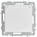 BRITE Розетка 1-местная с заземлением с защитными шторками и крышкой 16А IP44 РСбш10-3-44-БрАБ арктический белый IEK