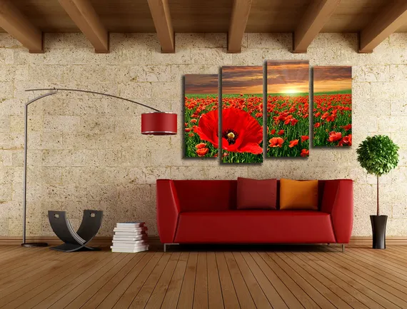 Модульная картина "Маковое поле"