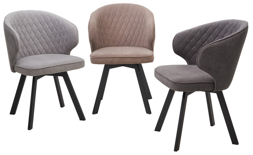 Стул М-City DISAUR Скат (Skat) поворотный на поворотный на 360 градусов, B22 Серый, Велюр, Черный каркас