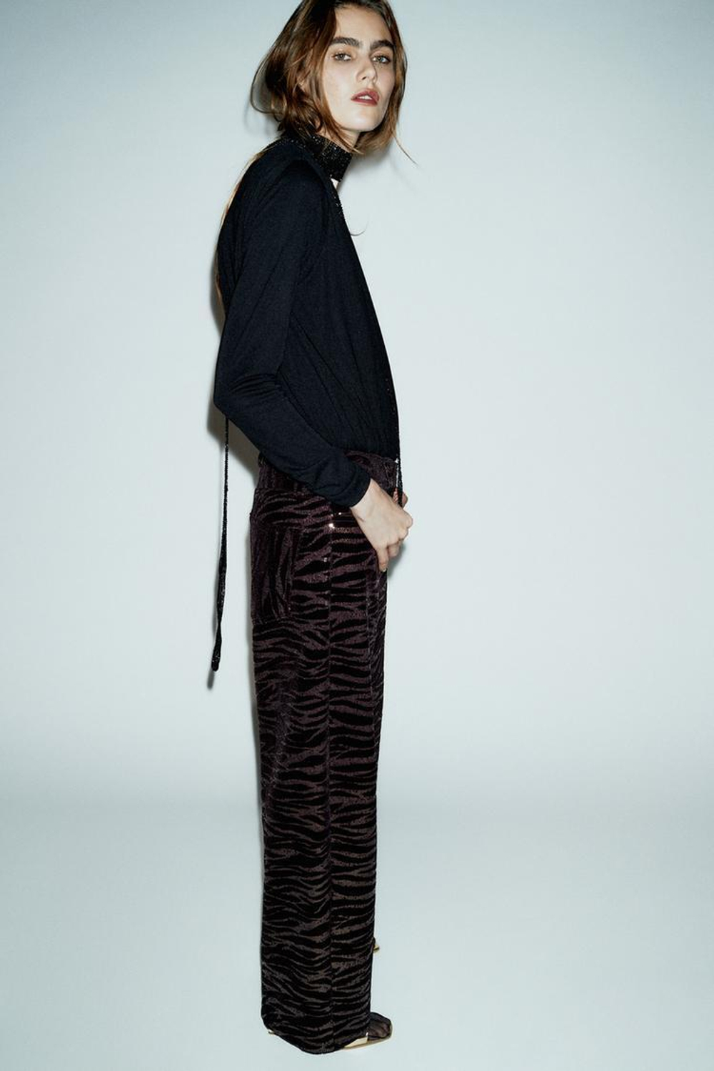 ZARA БОДИ С ДРАПИРОВКОЙ И ЦЕПОЧКОЙ, ЧЕРНЫЙ