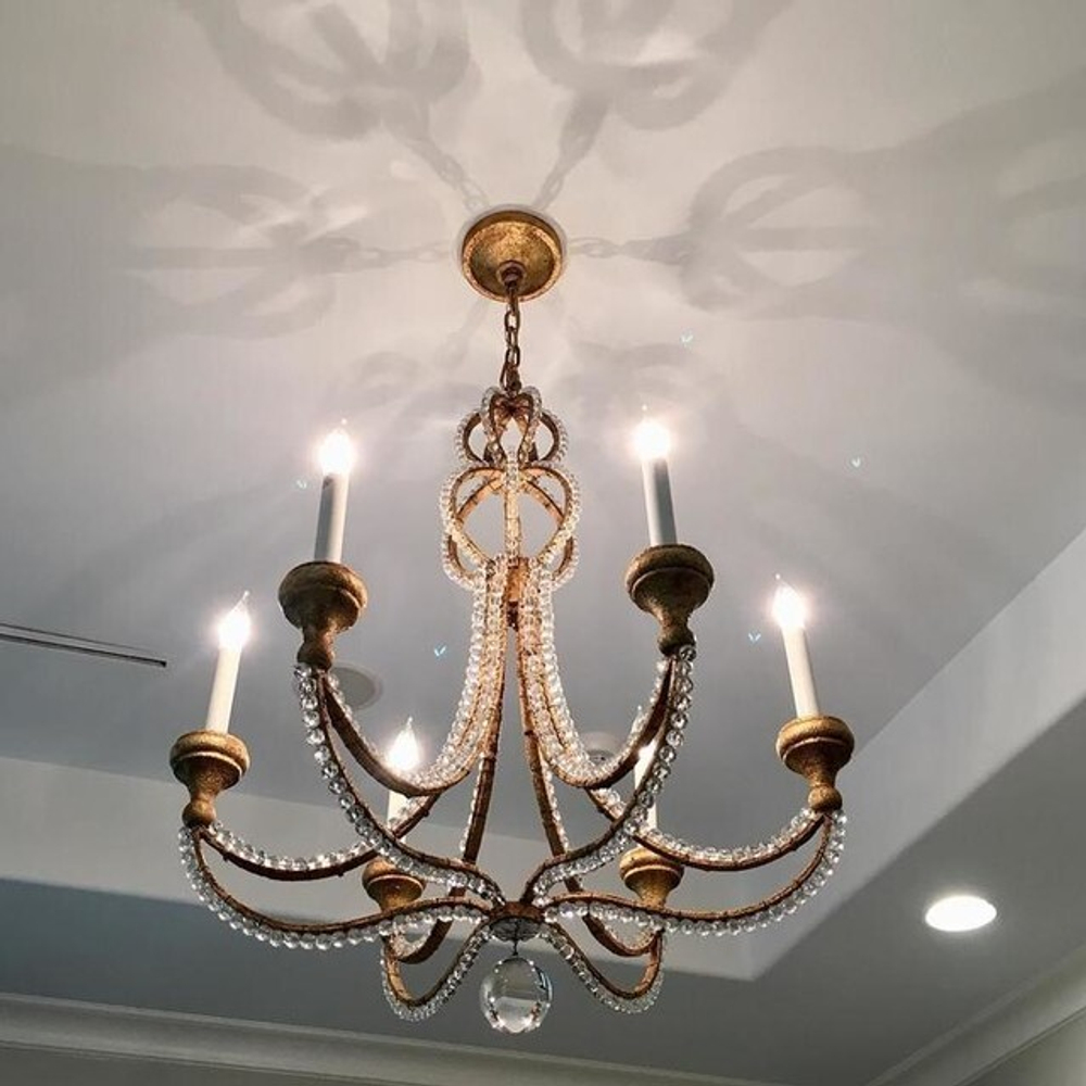 Milan Medium Chandelier in Venetian Silver with Crystal