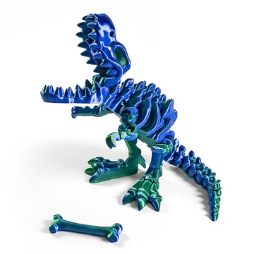 Динозавр-скелет Ти-Рекс (T-rex Dino) с косточкой, гибкая фигурка, сине-зеленый
