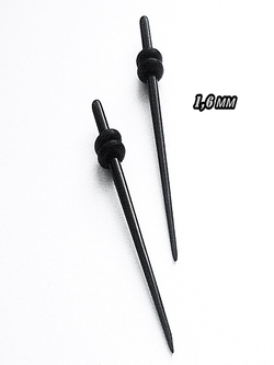 Растяжки для пирсинга ушей. Диаметр 1,6 мм. Акриловые, черные (пара)