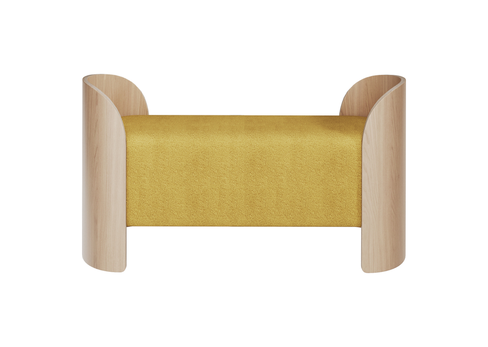 Банкетка Lagom 2 120 см (горчичный, натуральный дуб)