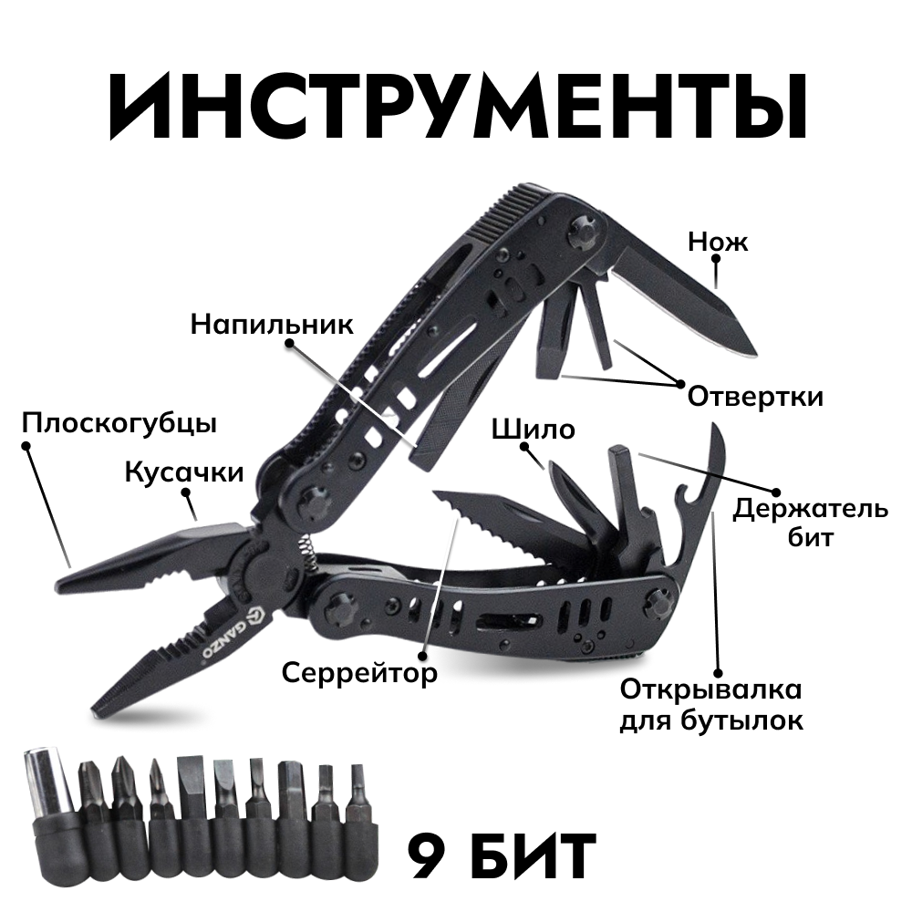 Мультитул Ganzo G103 (19 в 1) черный