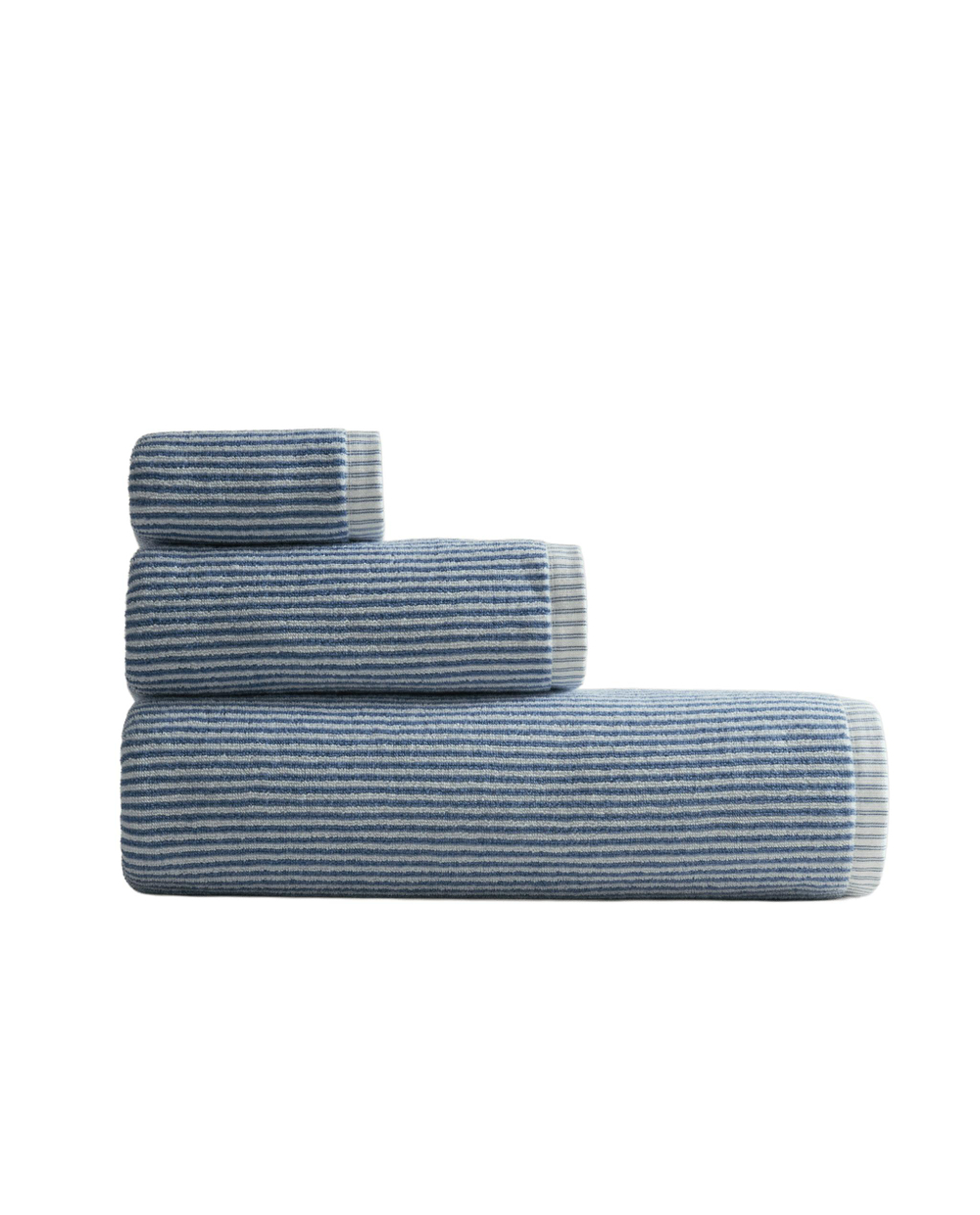 Zara Home Полотенце для лица и рук из хлопка, синий, в полоску · 6548/013