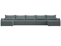 Диван П-образный Лига-051 НПБ МегаЛонг РОГОЖКА Амур 07 серый