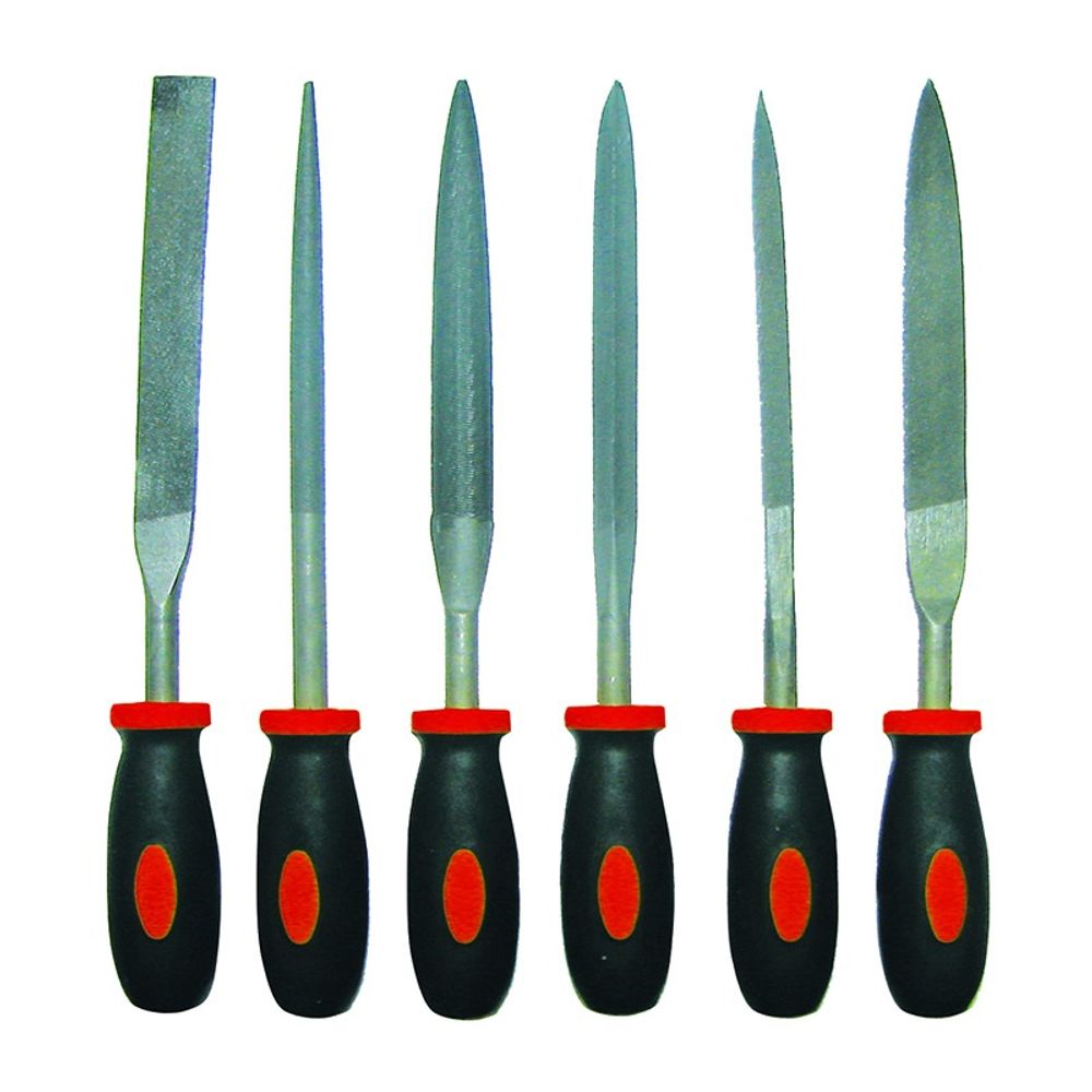 БИБЕР 85311 Набор надфилей 6шт обрезин. рукоятка "Профи" 150мм (20/120)