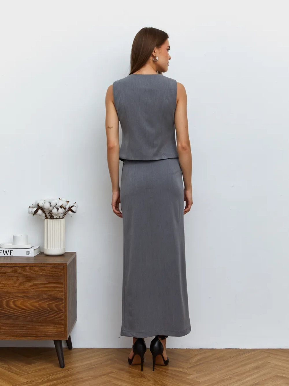 Юбка длинная на пуговицах