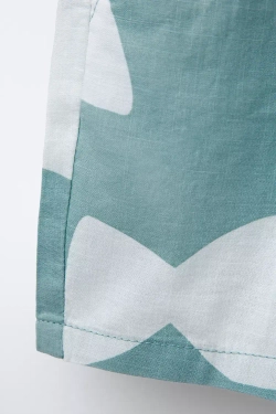 ZARA ШОРТЫ-БЕРМУДЫ С ПРИНТОМ «РЫБА», СИНИЙ