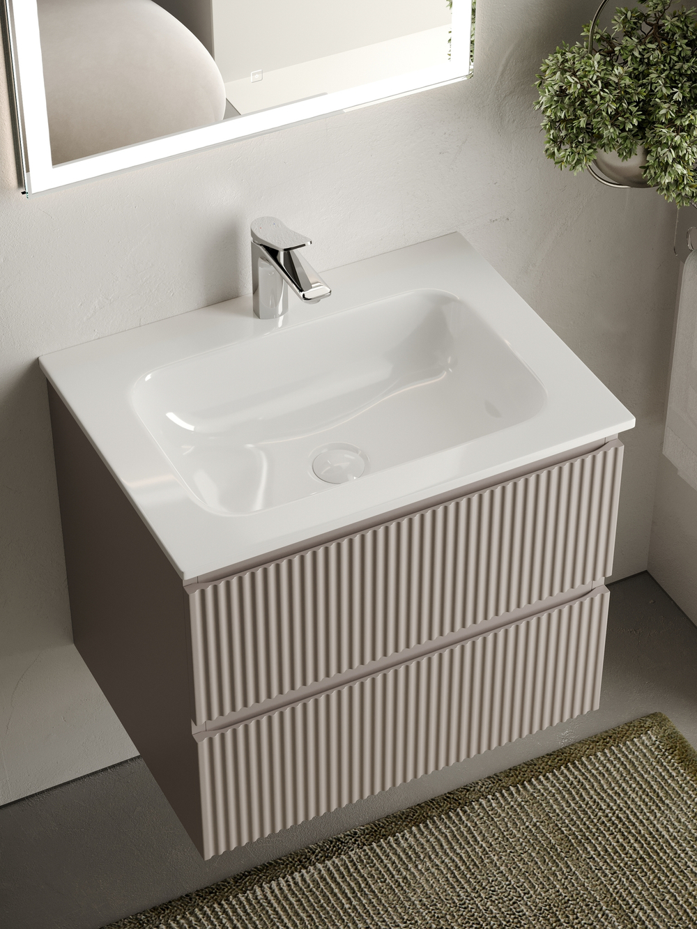 Тумба с раковиной Sancos Snob R 60 см SNR60SM doha soft