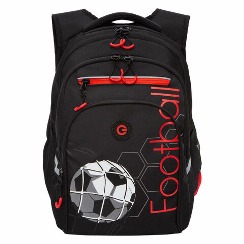 Рюкзак GRIZZLY школьный, анатомическая спинка, 2 отделения, для мальчиков, FOOTBALL, 38х26х20 см, RB-350-1/1