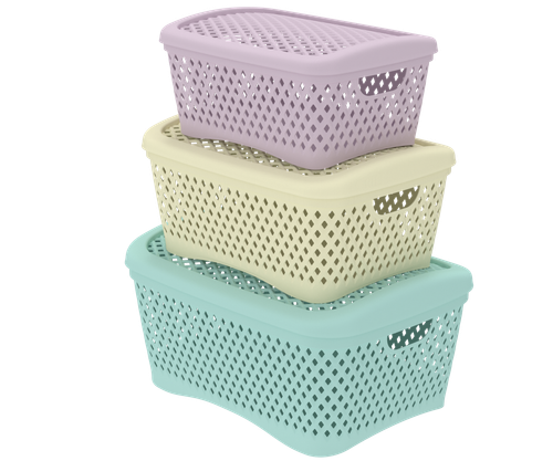 Набор корзинок Ромбики АльтПласт с крышками (3шт)