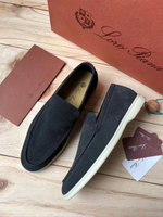 Замшевые лоферы Loro Piana Summer Walk графитового цвета
