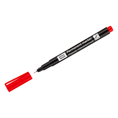 Маркер перманентный OfficeSpace красный, тонкий металл. наконечник, 0,5мм