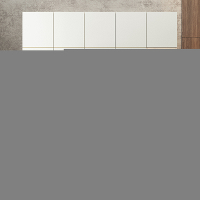 Шкаф Агератум МДФ четырехсекционный с антресолью и стеллажом Лайн керамика (0,27) А10032 матовая - Дуб Сонома 3025  240*60*220