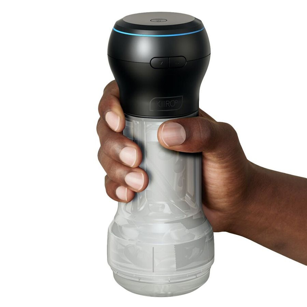 Набор PowerBlow & Feel Pocket Stroker Crystal: мастурбатор и интерактивная насадка (Цвет: серый)