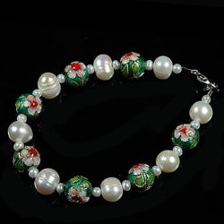 Браслет "Лена" жемчуг, клуазоне асс.