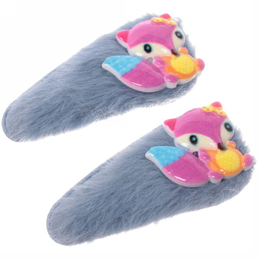 Зажимы для волос детские 2 шт «Boom- Лисичка Соня», микс 4 цвета, 5,5*2,5 см