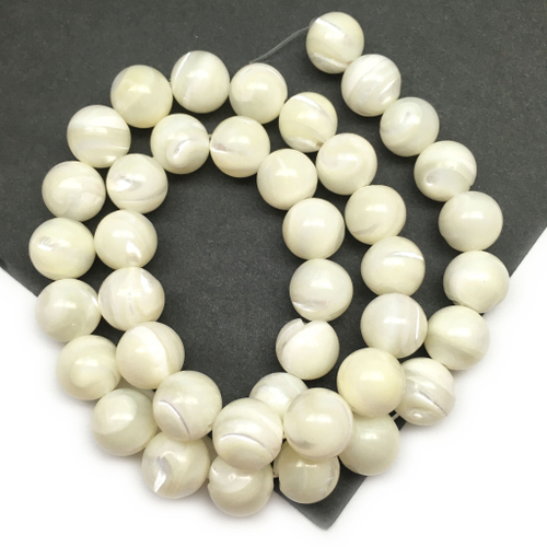 Перламутр белый 10 мм, бусины-шарики