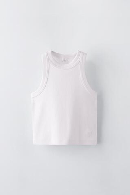 ZARA ТОП В РУБЧИК СО СПИНОЙ-БОРЦОВКОЙ, БЕЛЫЙ