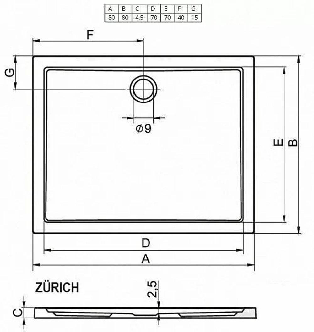 Душевой поддон Riho Zurich 248 80х80 D001006005 белый