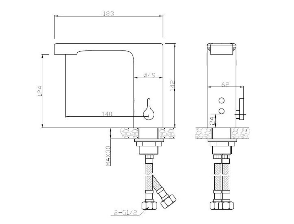 Смеситель сенсорный для раковины или столешницы латунь NOFER 07260M.N чёрный