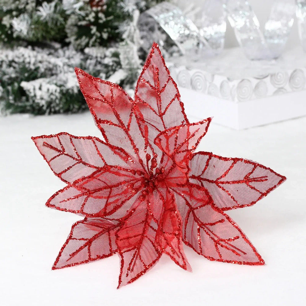 Украшение новогоднее «Пуансеттия - Блестящее утро» 33 см, Красный