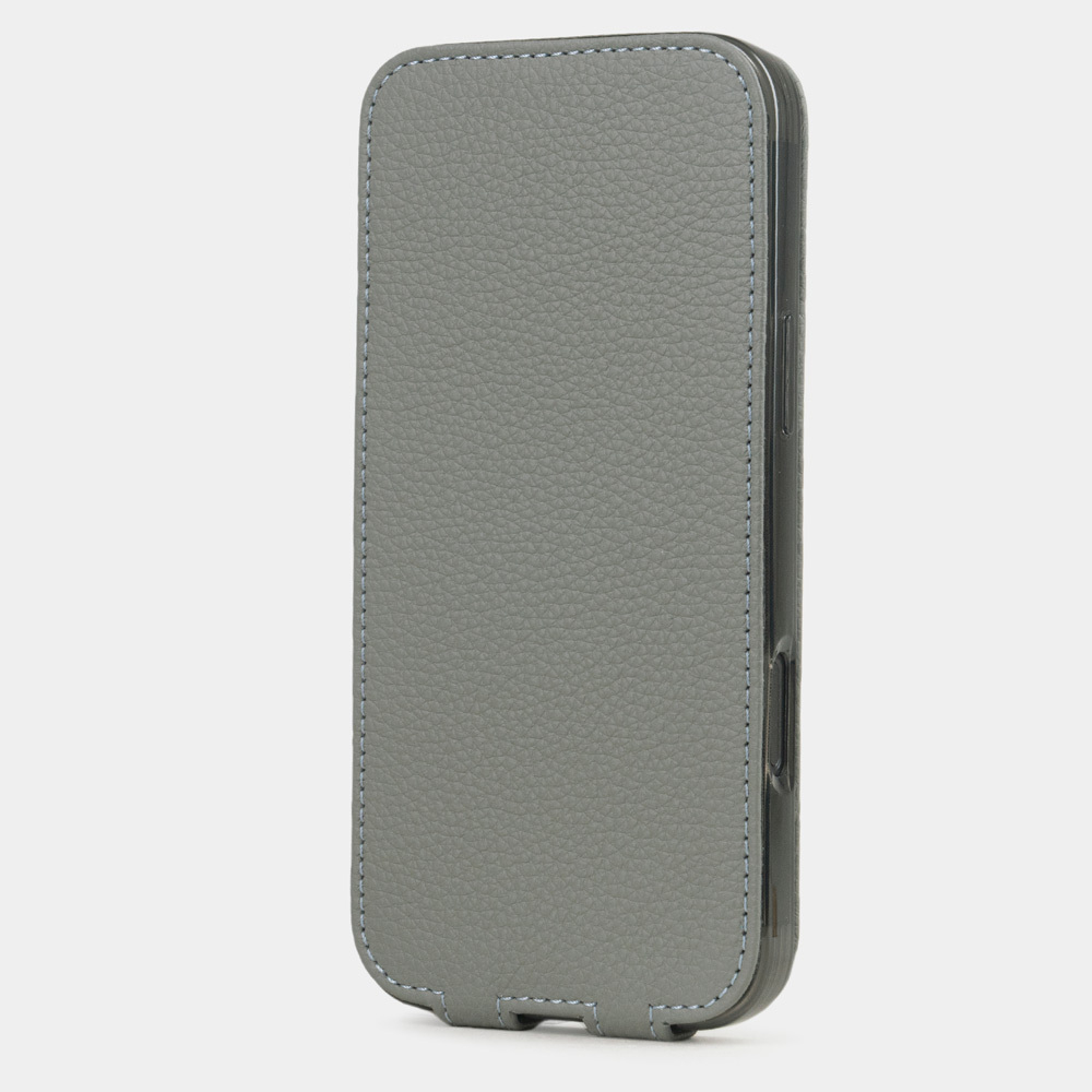 Кожаный чехол для iPhone 16 Pro Max, теленок стального цвета