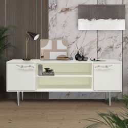 Тумба под ТВ Арт Колор matte 155см Стайл Сильвер Белый опал матовый