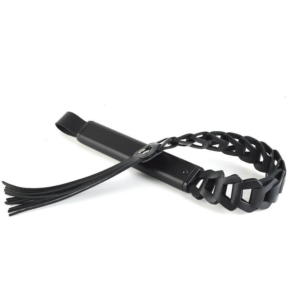 Черная кожаная плеть «Клеопатра» - 62 см. (Цвет: черный)