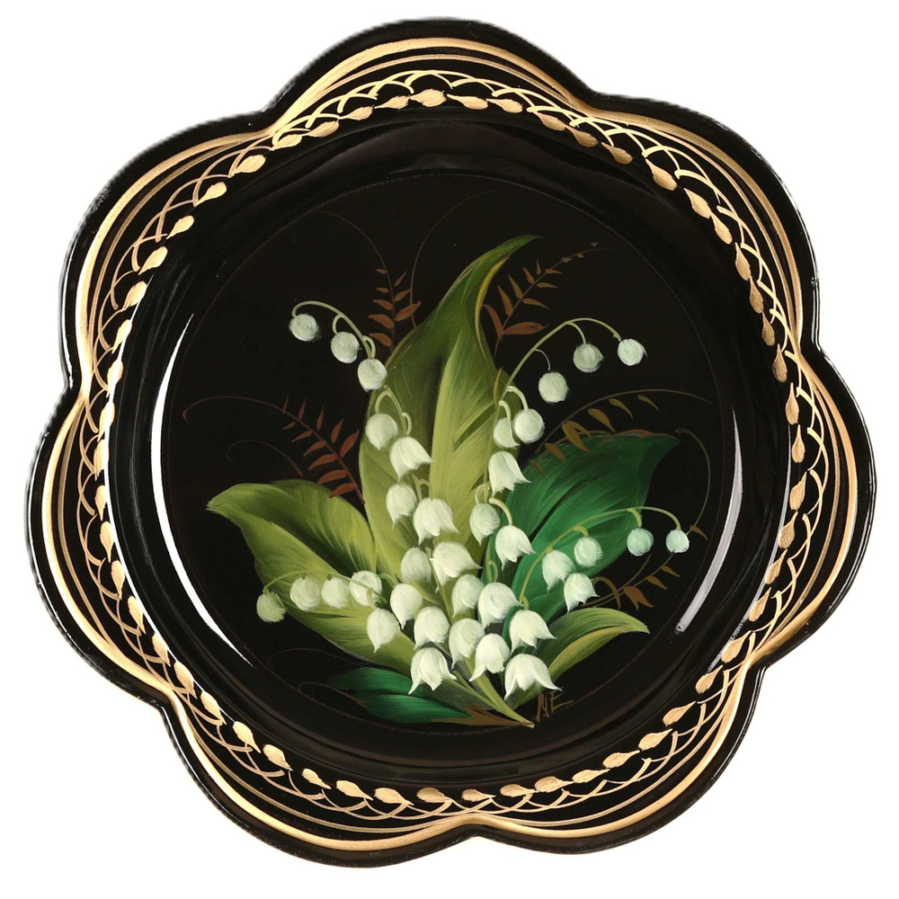 Жостовский поднос декоративный, размер 18 см (A1), металлический