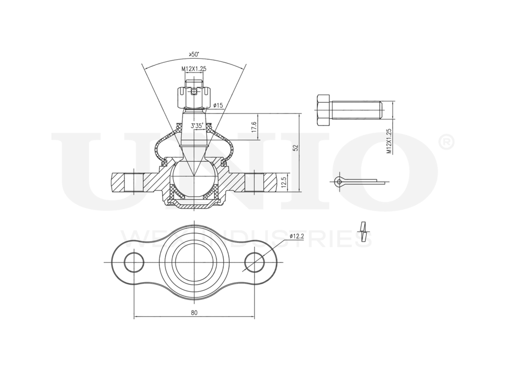 Опора шаровая передняя нижняя UNIO SSP-20061