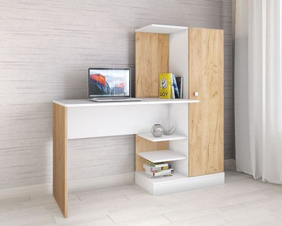 Стол письменный КВАРТЕТ-6 дуб крафт золотой / белый