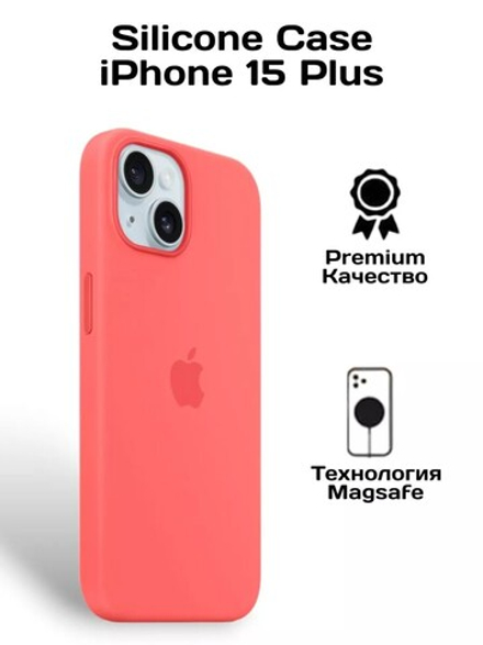 Силиконовый чехол Silicone Case iPhone 15 Plus, c MagSafe, Красный