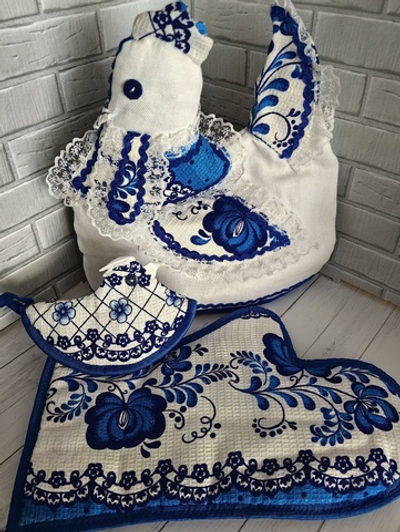Комплект грелка на чайник Петух с рукавичкой