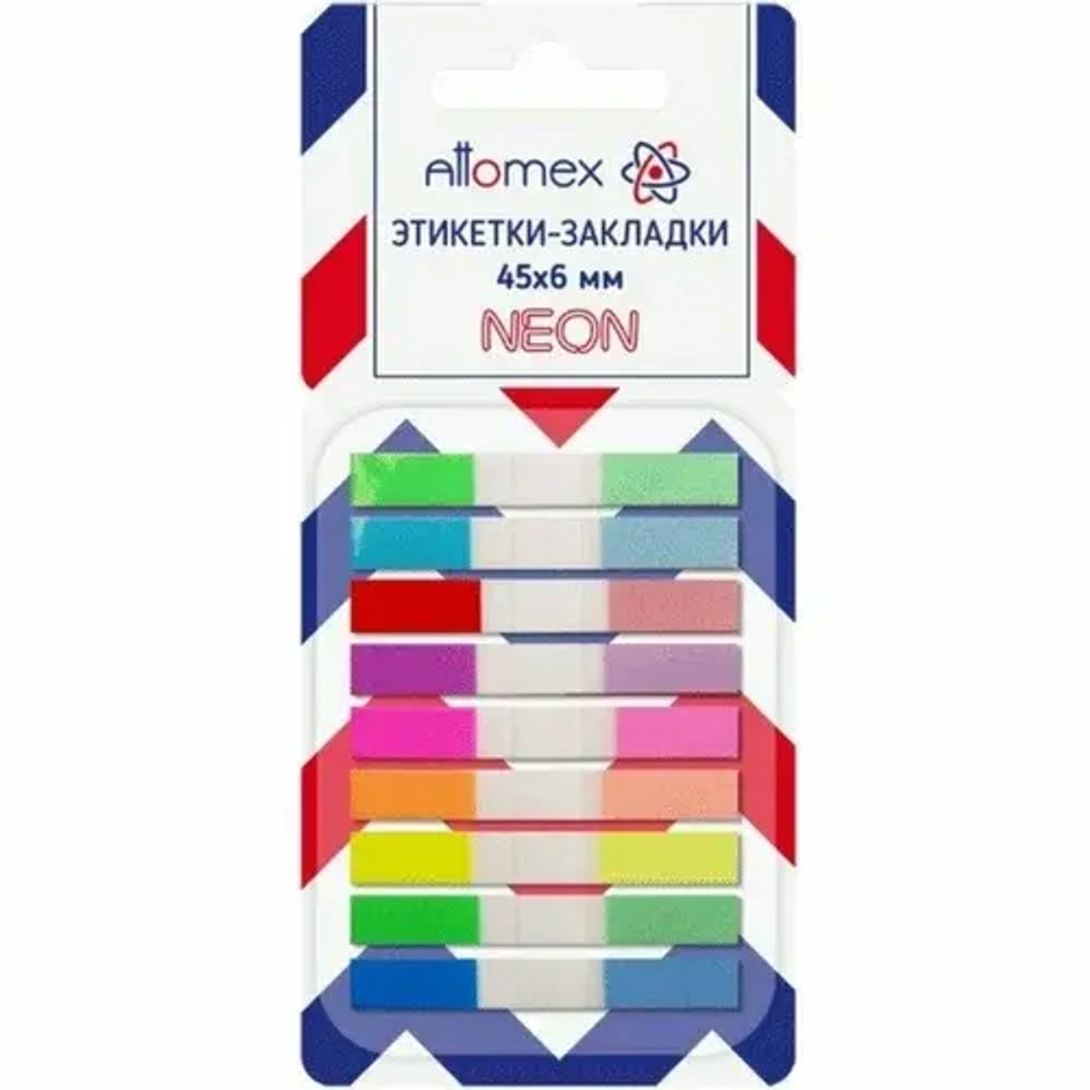 Клейкие закладки пластиковые 6x45 мм Attomex Neon 2011225