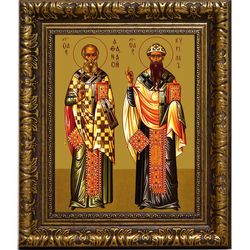 Афанасий и Кирилл Александрийские. Икона на холсте.