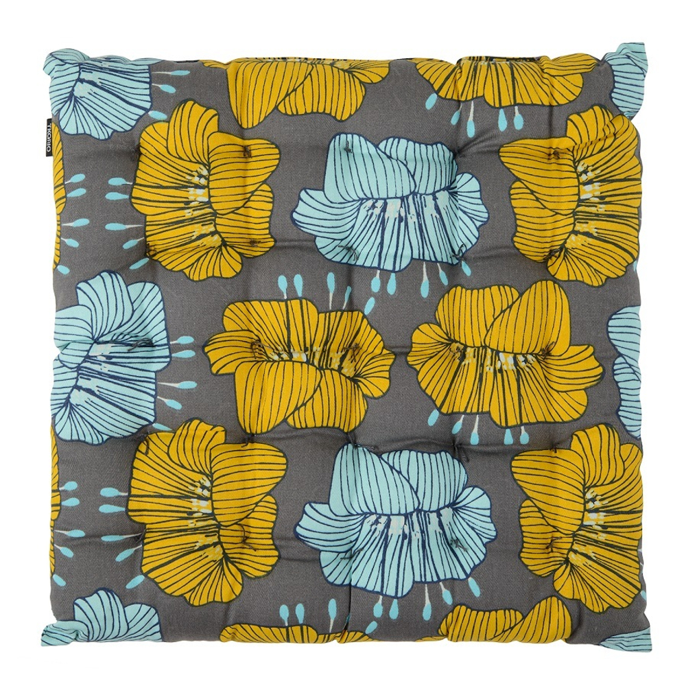 Подушка на стул 40х40 Tkano Prairie Цветы серая