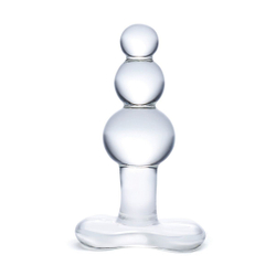 Прозрачная анальная пробка-елочка с 3 шариками Butt Plug with Tapere Base - 11 см.