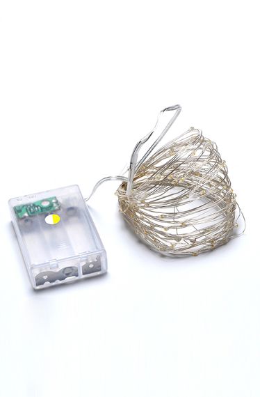 Гирлянда Роса 100 led ТЁПЛО-БЕЛЫЙ 10м; прозрачный провод (на батарейках)