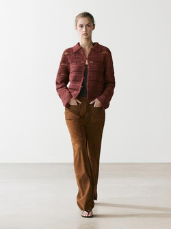 Massimo Dutti Короткая куртка из хлопка кроше, черепичный