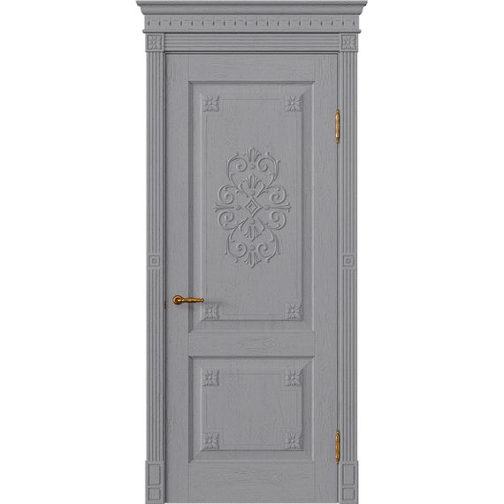 Межкомнатная дверь массив дуба Viporte Флоренция Декор серый жемчуг глухая